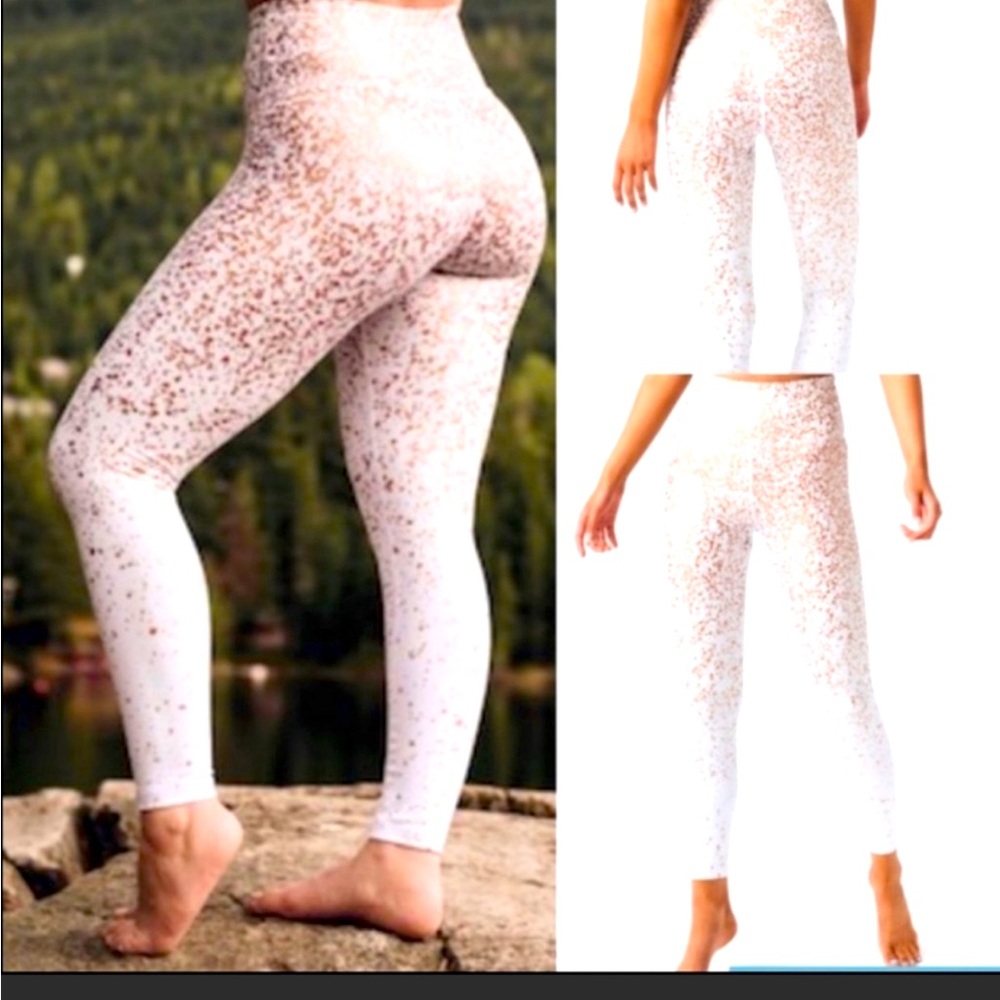 ZYIA White Stay Gold Active Leggings Sz 4